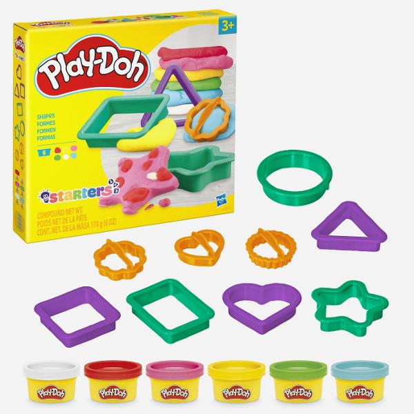 Setul Play-Doh Forme este ideal pentru primele activitati creative cu plastilina oferind copiilor posibilitatea de a modela presa si decupa diferite forme intr-un mod distractiv Setul include forme geometrice si accesorii de modelaj precum si plastilina Play-Doh in 6 culori cu o cantitate totala de 170 g Joaca ajuta la dezvoltarea creativitatii coordonarii mana-ochi si motricitatii fine incurajand copiii sa combine culorile si sa creeze propriile modele Recomandat copiilor cu varsta de 