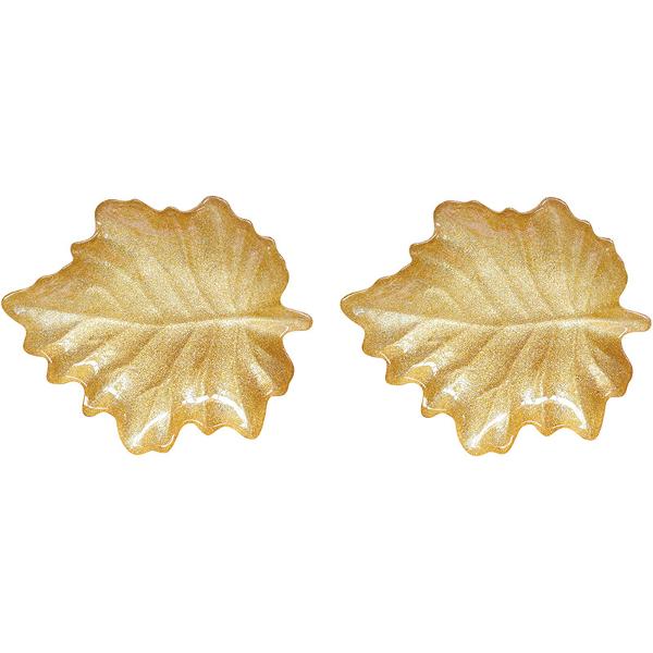 Adaug&259; un plus de elegan&539;&259; &537;i str&259;lucire mesei tale cu acest set de 2 platouri din sticl&259; din colec&539;ia Glitter Gold de la Easy Life Inspirate din frumuse&539;ea naturii platourile impresioneaz&259; prin forma de frunz&259; cu margini ondulate textura delicat&259; &537;i finisajul auriu sclipitor care le transform&259; &icirc;n accesorii decorative deosebitep classisSelectedEnd 