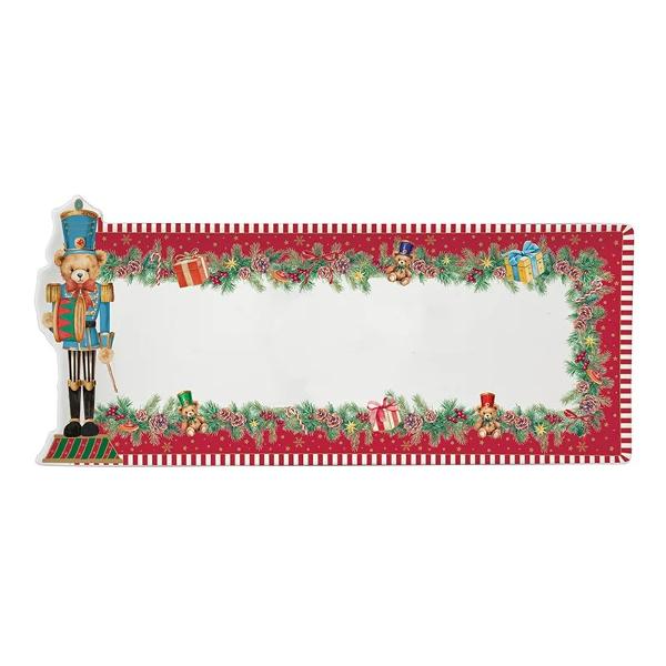 Adu farmecul pove&537;tilor de Cr&259;ciun la masa de s&259;rb&259;toare cu platoul din por&539;elan Easy Life colec&539;ia Christmas Teddy o pies&259; elegant&259; &537;i original&259; care &icirc;mbin&259; rafinamentul por&539;elanului cu veselia decora&539;iunilor inspirate de universul Sp&259;rg&259;torului de nuciRealizat din por&539;elan alb platoul se remarc&259; prin 