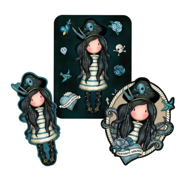 Set abtibilduri vinil Gorjuss Black Pearl&nbsp;este&nbsp;un ansamblu de 3 abtibilduri frumoase in stil Gorjuss cu design inspirat din lumea piratilorSunt perfecte pentru a decora si personaliza obiectele din camera taAbtibildurile vin ambalate intr-un plic de cartonDimensiune 95 x 156 x 1 cmColectie Pirates