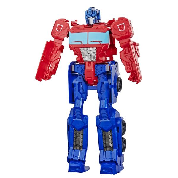 Descopera universul spectaculos Transformers cu robotul convertibil 2 in 1 de la Hasbro o jucarie de actiune care le permite copiilor sa transforme un robot intr-un vehicul si invers Inspirata din celebra serie Transformers figurina are un design detaliat cu elemente mecanice si articulatii mobile fiind ideala pentru recrearea confruntarilor dintre Autoboti si Decepticoni Transformarea se realizeaza manual in doar 6 pasi oferind o experienta interactiva care stimuleaza imaginatia 