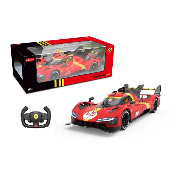 Copilul dumneavoastra se poate juca in voie cu masina cu telecomanda Ferrari 499P scara 1 la 14 oferita de brandul international Rastar Nicio cursa nu este imposibil de castigat cu acesta masinuta replica oficiala cu licenta a modelului original construita cu mare atentie la detalii Masinuta are proportiile ideale pentru momente pline de distractie si amuzament Masinuta functioneaza pe frecventa de 24GAlimentarea se face astfel  pentru masinuta sunt necesare 5 baterii tip AA  iar 