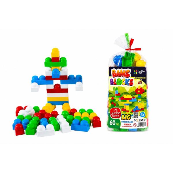Constructorul &bdquoBAMS BLOCK Nr 1&rdquo este un set colorat format din 60 de piese care ofera copiilor posibilitatea de a descoperi lumea constructiilor a creativitatii si a imaginatiei Datorita pieselor in diferite forme si culori copilul poate construi casute turnuri vehicule animale personaje si multe alte modele originale &Icircn timpul jocului copilul isi dezvolta motricitatea fina coordonarea miscarilor gandirea logica si spatiala atentia rabdarea si 