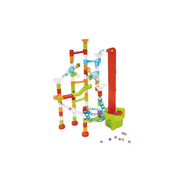 Un labirint gigant construit cu tuburi coturi si piese speciale pentru ore intregi de distractie&12288;Jocul contine un motor electric de ridicare cu inaltime de 56 cm care permite bilelor sa ajunga rapid in partea de sus a labirintuluiBilele se rostogolesc prin tub cu mare viteza traversand intregul labirintIn pachet veti gasi mai multe tipuri de modele propuse insa puteti crea propriile voastre labirinturiAcest joc invata copii sa 