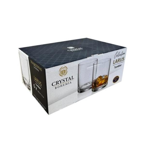 Set 6 pahare Whisky Larus 410 ml BohemiaVolum pahar 410mlGreutate pahar 295 grameDimensiuni pahar 9x9x95cmImpachetare in cutie de cadou inscriptionata Bohemia&nbsp;