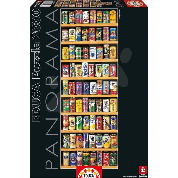 Puzzle pentru copii &537;i adul&539;i cu motivul Soft Cans Pe puzzle-ul ilustrat se pot observa rafturi cu doze de sucuri cu m&259;rci din diferite &355;&259;ri ca de exemplu Fanta Sprite Coca Cola Nestea &351;i altele asem&259;n&259;toare Pachetul con&539;ine 2000 de piese de puzzle Prin aranjarea pieselor mai mari puzzle-ul va forma o 