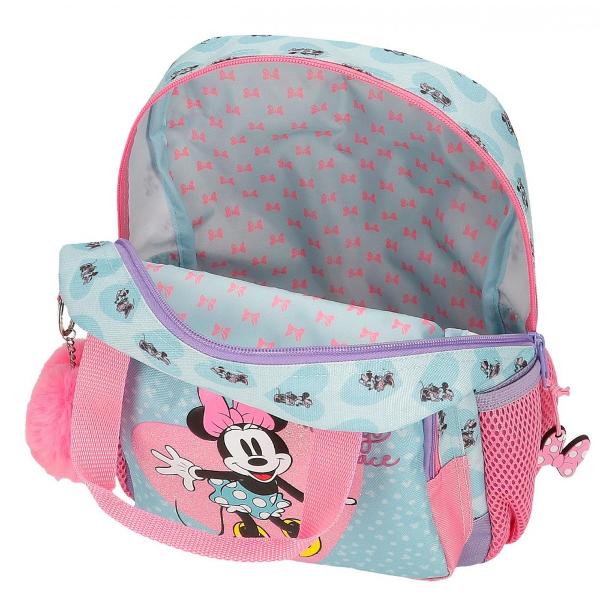 Ghiozdan gradinita Disney Minnie Mouse My Happy Place multicolorCuloare multicolor cu imprimeu personaj Minnie MouseDimensiune 23x28x10 cmMaterial poliester care este flexibil si usorBretele sunt ajustabile pentru o purtare confortabila si ergonomice care se adapteaza perfect la spateCapacitate 5 litri1 compartimentGhiozdanul are ca accesorii pompon si un breloc care completeaza designulManer superiorInchidere cu 