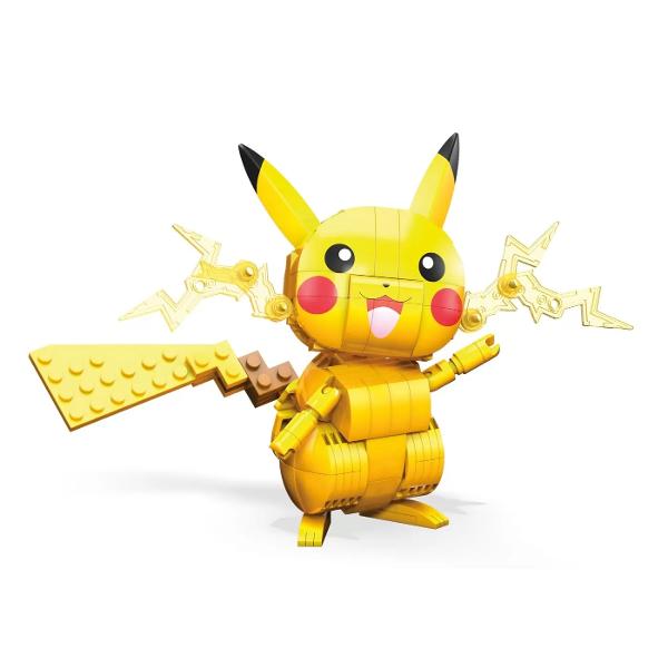 Construieste batalii si mai mari cu acest set de constructie Pikachu Acest Pok&eacutemon de tip Electric are o inaltime de peste 10 cm si poate crea o serie de pozitii eroice atunci cand il asezi in diferite pozitii pregatite pentru lupta Acest Pikachu modelat fidel include detalii de atac de tip Electric pe obraji pentru o experienta de constructie socant de autentica Ideal pentru varsta peste 6 ani