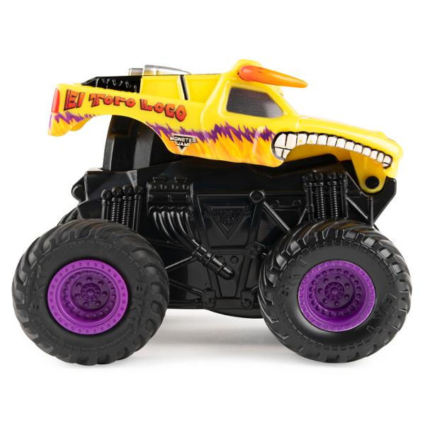 Masinile oficiale ale spectacolului Monster Jam Este prezentata o serie de vehicule Spin Rippers Monster Jam Vehiculele hiper detaliate si decorate seamana cu eroii spectacolului Vehiculele au un aspect agresiv si suspensii pentru actiune plina de cascadorii Introduceti ripcordul inclus in spate scoateti-l si lansati-l Cand trageti cablul afara camionul isi va dezlantui puterea rasucindu-se mereu Puneti cablul inapoi si eliberati puterea Click &amp Flip din nou si din nou - este 