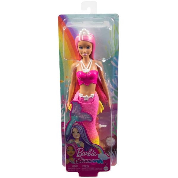 Papusile sirena din colectia Barbie Dreamtopia stropesc ca-n povesti cu infatisari fantastice vibrante Aceste papusi sirena Barbie® inspira aventuri subacvatice cu palete de culori stralucitoare corsete inspirate de scoici si cozi ombre multicolore Parul fantezist si o diadema regala completeaza aspectul inspirat de mare al fiecarei papusi Papusile sirena Barbie® se indoaie la talie astfel incat pot „inota” in mare sau pot sta si straluci la soare Cu infatisari 