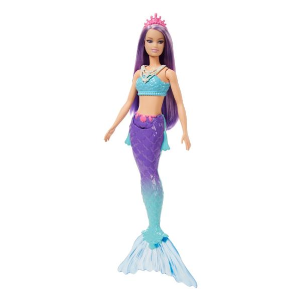 Papusile sirena din colectia Barbie Dreamtopia stropesc ca-n povesti cu infatisari fantastice vibrante Aceste papusi sirena Barbie® inspira aventuri subacvatice cu palete de culori stralucitoare corsete inspirate de scoici si cozi ombre multicolore Parul fantezist si o diadema regala completeaza aspectul inspirat de mare al fiecarei papusi Papusile sirena Barbie® se indoaie la talie astfel incat pot „inota” in mare sau pot sta si straluci la soare Cu infatisari 