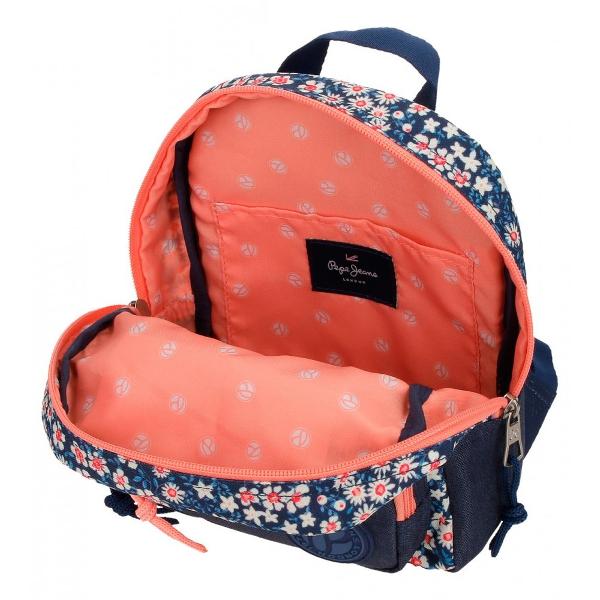 Rucsac scoala cu bretele ajustabile pentru o purtare confortabila capacitate 3 litri material poliester care este flexibil si usor imprimeu floral 1 compartiment dimensiune 19x23x8 cm rucsacul are ca accesoriu pompon rucsacul este recomandat pentru scoala generala liceu 2 buzunare frontale pentru acces usor la accesorii si gadgeturi inchidere cu fermoar maner superior rucsacul poate fi transportata in mana de maner sau in spate cu ajutorul bretelelor 1 buzunar interior pentru 