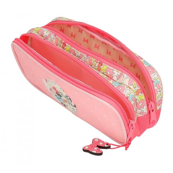 Penar scoala cu 2 fermoare 2 compartimente pentru o mai buna organizare material poliester care este flexibil si usor dimensiune 23x9x7 cm culoare multicolor cu imprimeu personaj Minnie Mouse penarul este recomandat pentru scoala generala inchidere cu fermoar maner lateral penarul are ca accesoriu un breloc care completeaza designulLa fel de draguta ca petalele unei flori Minnie vrea sa te insoteasca prin aceasta colectie In roz pastel cu imprimeul Minnie plin de 