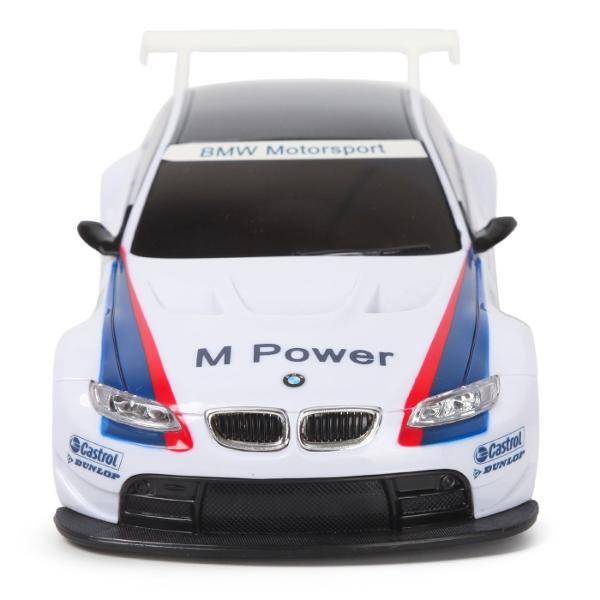 Copilul dumneavoastra se poate juca in voie cu masina cu telecomanda Bmw M3 scara 1 la 24 oferita de brandul international Rastar Nicio cursa nu este imposibil de castigat cu acesta masinuta replica oficiala cu licenta a modelului original construita cu mare atentie la detalii Masinuta are proportiile ideale pentru momente pline de distractie si amuzament avand dimensiunile in centimetri dupa cum urmeaza  178683Masinuta functioneaza pe frecventa de 24GAlimentarea se face astfel 