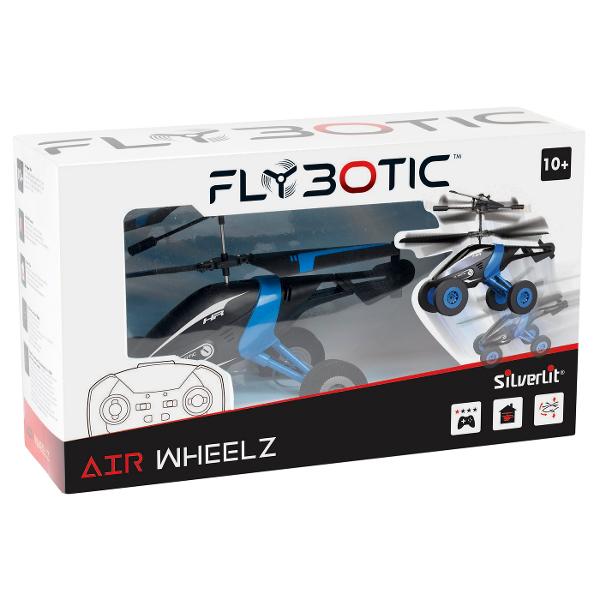 AIR WHEELZ - Elicopter cu 2 canale cu control infrarosu Dotat cu un sistem special de elice pentru auto stabilitate Control precis al vitezei si stabilitate excelenta la zbor Sistem presetat dual-band Conduceti pe uscat si zburati in aer Setul include 1 x elicopter reincarcabil cu baterie Li-PO inclusa 1x telecomanda 4xAA nu sunt incluse cablu de reincarcare USB Control prin infra-rosu Functioneaza cu baterii 4xAA pentru telecomanda nu sunt incluse Varsta recomandata 10