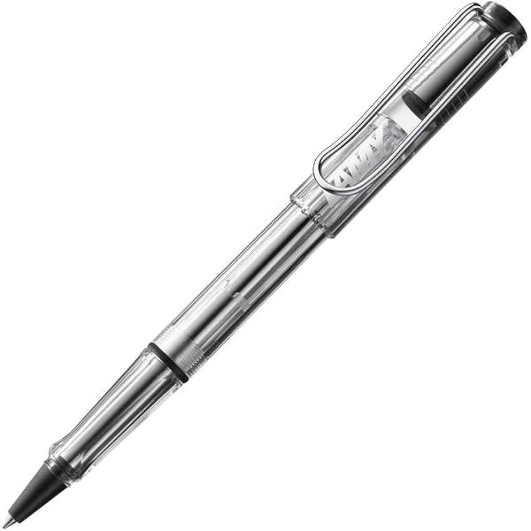 LAMY Vista este special proiectat pentru cei care apreciaza transparenta Unul dintre modelele cele mai de succes ale brandului Lamy a dat transparenta corpului ceea ce permite utilizatorilor sa vada in interior in timpul scrierii LAMY Vista completeaza legendara gama coloristica de instrumente de scris Safari si Al-star Este prevazut cu clema de prindere este cromatasi personalizarea marcii in litere argintii Utilizeaza reverva roller Lamy M63 cu scriere medie in diverse culori albastru 
