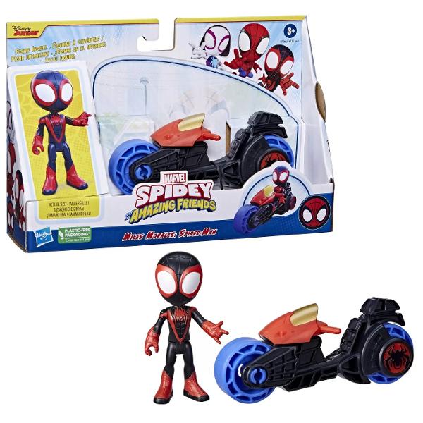 Este vremea lui Spidey Aceasta jucarie Spidey and His Amazing Friends vine cu o figurina si o motocicleta de jucarie pentru o joaca plina de actiune Figurina de 10 cm poate merge cu adevarat pe motocicleta asa ca prescolarii isi pot imagina ca se indreapta spre aventurile super-eroilor Cu acest set prescolar Marvel Super Hero si vehicul distractia este la doar o plimbare Acest set de jucarii este un cadou grozav de sarbatori sau de ziua de nastere pentru copiii de la 3 ani si peste care 