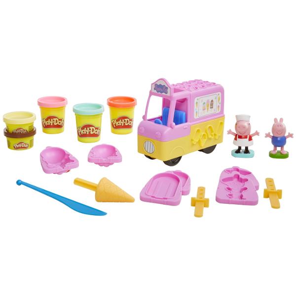 Peppa iubeste inghetata Vacanta de vara sigur va aduce distractie nemaipomenita alaturi de Peppa si Play-Doh Setul include forme pentru a modela acadele si cornete cu inghetata si 5 cutii cu pasta modelatoare Play-Doh Peppa poate chiar si sa conduca rulota Pasta modelatoare Play-Doh aduce acum la viata lumea Peppa Pig pentru si mai multa distractie creativa