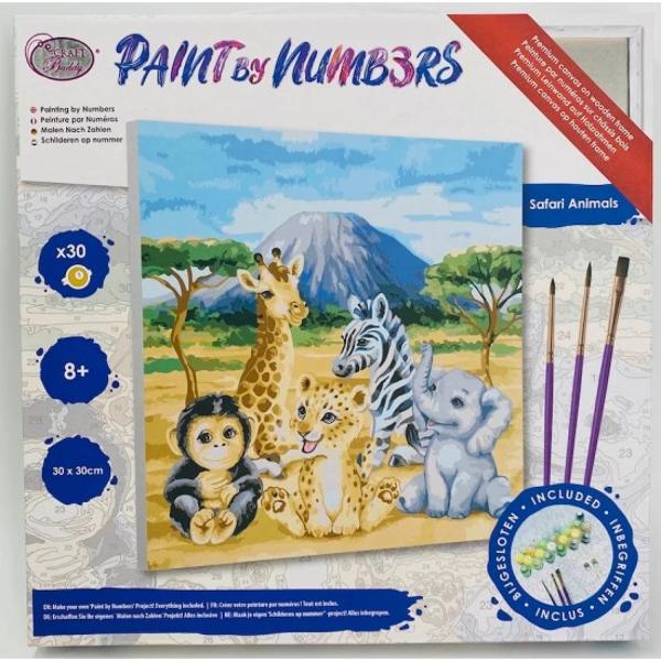 Set creativ de pictat Pictura pe numere Safari Animals 30x30cm Craft Buddy