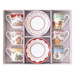 Savureaz&259; aroma cafelei sau a espresso-ului preferat în compania unui design plin de farmec de s&259;rb&259;tori Setul Sweet Christmas de la Easy Life con&539;ine 6 ce&537;ti asortate din por&539;elan fin fiecare decorat&259; cu strong data-start460 
