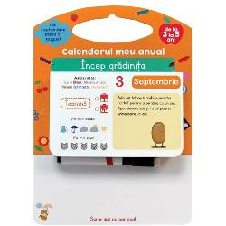 Cu ajutorul calendarului t&259;u Încep gr&259;dini&539;a înva&539;&259; s&259; te distrezi pe tot parcursul anului &537;colar În fiecare zi descoper&259; o nou&259; activitate pentru - A înv&259;&539;a gesturile de zi cu zi &537;i a te descurca precum un om mare - A-&539;i descoperi creativitatea - A înv&259;&539;a s&259; numeri s&259; scrii s&259; recuno&537;ti anotimpurile s&259; recuno&537;ti ora &537;i 