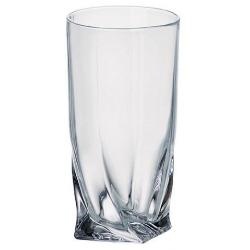 Set 6 pahare Whisky Quadro Bohemia 340ml din Sticla Cristalina cu Titanium