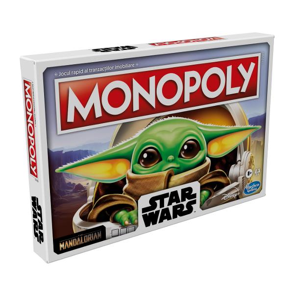 Noul Monopoly vine dintr-o galaxie indepartata si aduce pe tabla de joc aventura din serialul The Mandalorian a personajului The Child popular numit de catre fani Baby Yoda Acest joc aduce spiritul Monopoly adaptat aventurilor incredibile intergalactice Tabla de joc il arata pe iubitul personaj iar cartile Sansa si Cufarul Comunitatii sunt inspirate din serial Forta fie cu tine Castiga ultimul jucator ramas in joc Se poate juca intre 2 si 6 jucatori