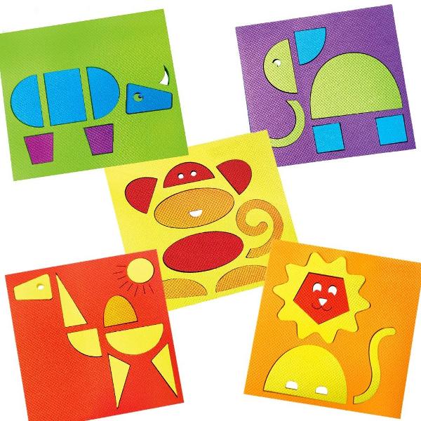 Acest set de puzzle-uri conceput in stilul Montessori transforma invatarea formelor si a animalelor intr-o experienta interactiva si distractiva pentru cei mici Cu el copiii pot explora si invata cele 10 forme de baza precum cercul patratul sau dreptunghiulCe este cu adevarat special la acest set este ca vine cu 5 puzzle-uri cu animale leu elefant maimuta camila si rinocer Astfel copiii pot invata nu doar forme ci si sa asocieze fiecare forma cu un animal simpatic De 