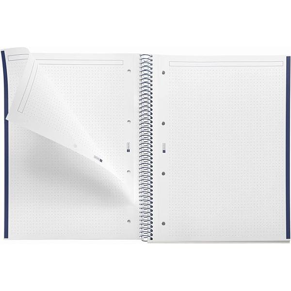 Notebook mare A4 210 x 297 mm cu copert&259; cartonat&259; &537;i interior punctat Hartie alba cu lateral &537;i interior într-o singur&259; culoare80 de coli de hârtie de înalt&259; calitate extra opac Greutate de 90 gm² care permite ca cerneala s&259; nu se scurg&259; 