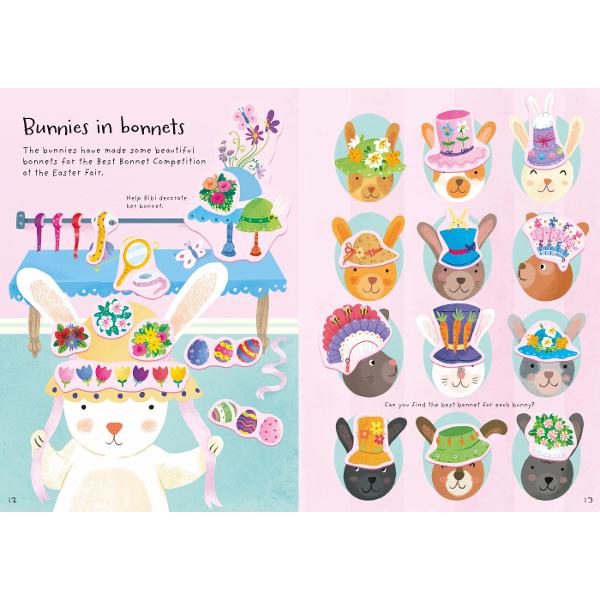 Help the busy bunnies get ready for Easter Whether its baking tasty treats hunting for Easter eggs planting colourful spring flowers or making Easter bonnets there are lots of exciting stickers to add to every scene 
