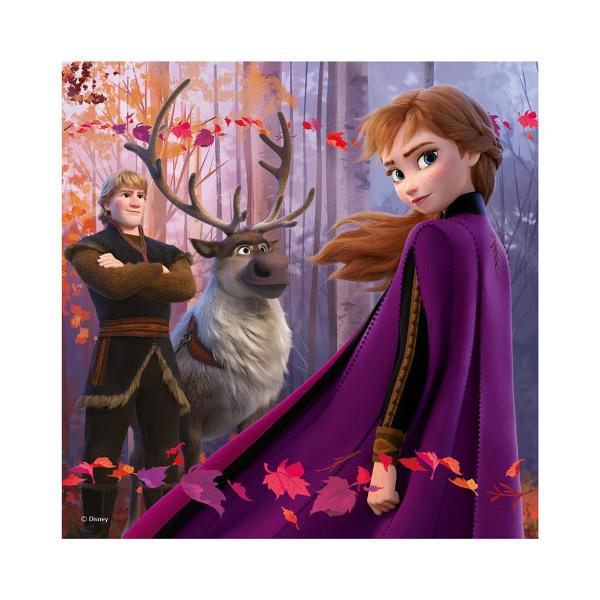 Puzzle Fronzen 3x55 piese - DINO TOYS Copiii pot admira trei imagini cu personajele Frozen pe care trebuie sa le compuna din 3x55 de piese Caracteristici- Pachetul contine 3 puzzle-uri care vor cucerii copii cu atitudinile personajelor ilustrate Elsa Anna si Olaf  Kristoff Swen si Anna  Elsa si Olaf Fiecare puzzle de 55 de piese va aduce o experienta de asamblare potrivita fanilor Regatului de 