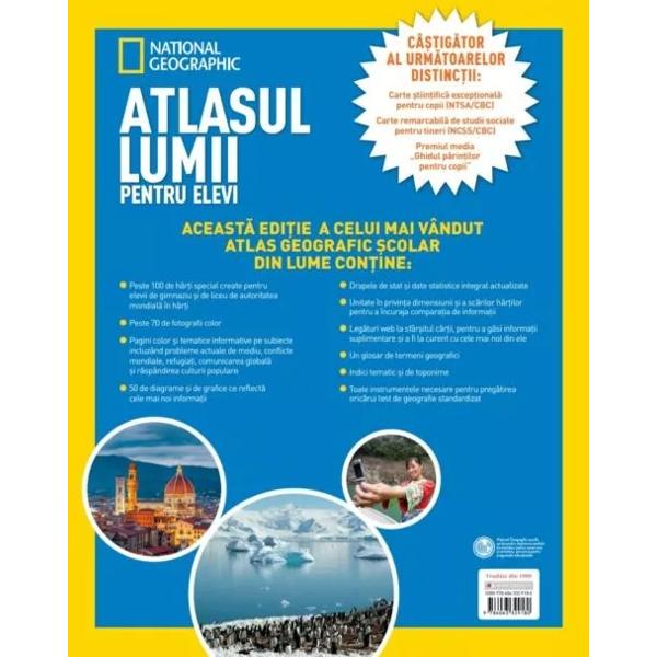 Aceast&259; edi&539;ie a celui mai v&226;ndut atlas geografic &537;colar din lume con&539;ine&8226; Peste 100 de h&259;r&355;i special create pentru elevii de gimnaziu &351;i de liceu de autoritatea mondial&259; &238;n h&259;r&355;i &8226; Peste 70 de fotografii color&8226; Pagini color &351;i tematice informative pe subiecte incluz&226;nd probleme actuale de mediu conflicte mondiale refugia&355;i comunicarea global&259; &351;i r&259;sp&226;ndirea culturii 