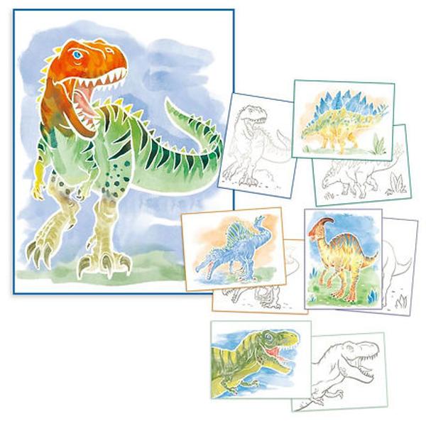 Distrac&539;ie de pictur&259; cu dinozauri cu hârtia Dino World Color me up 10 motive grozave de dinozauri cu linii albe pretip&259;rite care fac ca pictarea s&259; fie o joac&259; de copii Include o palet&259; cu 6 culori o pensul&259; &537;i instruc&539;iuni de pictur&259; cu teoria culorilor