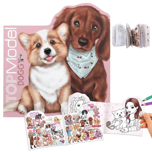 Carte de colorat cu autocolante Doggy Top Model este perfecta pentru copiii care iubesc sa coloreze si sa foloseasca autocolante Cu designuri frumoase de pisici si modele de caini aceasta carte ofera ore intregi de distractie creativaCaracteristici PrincipaleDesign atractiv Cartea include motive frumoase de pisica si model perfecte pentru colorat imaginativPagini de autocolante Contine 2 pagini duble de 