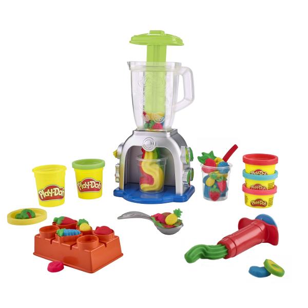 Joaca-te pe masura imaginatiei tale cu acest set de joaca Play-Doh Swirlin&39 Smoothies cu blender Acest set de joaca Play-Doh cu mancare pentru copiii cu varsta de la 3 ani in sus le permite sa creeze fructe si legume de jucarie pe care le vor introduce in blender si le vor amesteca si transforma in smoothie-uri de jucarie super colorate si cand vine vorba de decorare singura limita este imaginatia copiilor Frisca Play-Doh roz De ce nu Capsuni galbene de jucarie Desigur Broccoli 