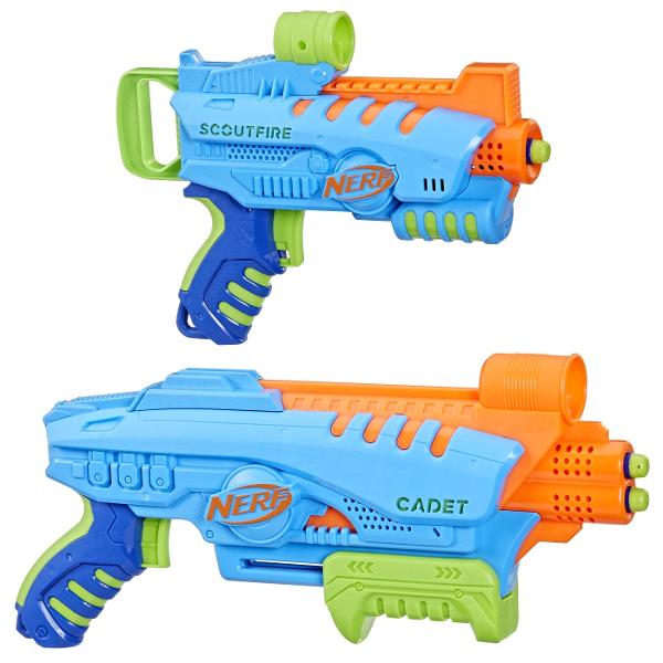 Cele 2 blastere de jucarie din acest set de pornire Nerf Elite Junior Ultimate au un design usor de jucat astfel incat copiii sa se poata bucura de jocul captivant cu sageti Nerf singuri in jocurile de interior si exteriorBlasterele din acest set sunt dimensionate pentru a se potrivi confortabil in mainile mici si au un design usor care este usor de tinut si de transportat de copiiManerele blasterului au cea mai mica forta de tragere dintre toate blasterele Nerf asa ca este usor pentru 