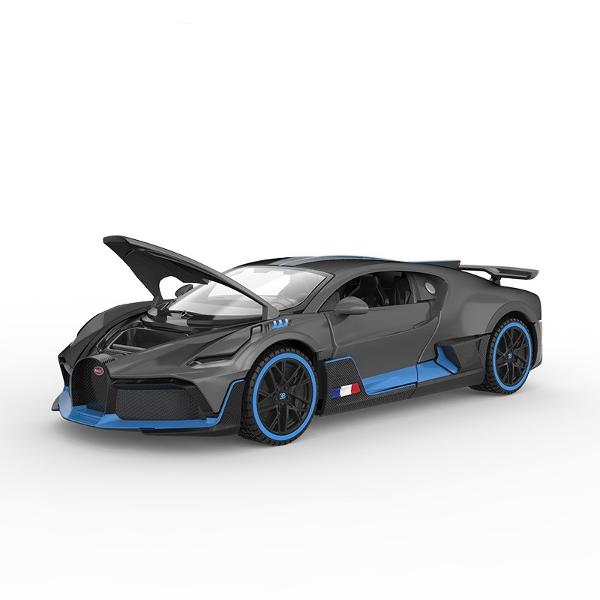 Masinuta are proportiile ideale pentru momente pline de distractie si amuzament avand dimensiunile in centimetri dupa cum urmeaza  199585 Masinuta metalica BUGATTI DIVO scara 1 la 32 are anvelope de cauciuc si un design detaliat interior-exterior realizat din material metalic turnat cu accesorii realizate din material plastic portiere de calitate superioara Copilul dumneavoastra se poate juca in voie cu masina metalica BUGATTI DIVO oferita de brandul international Rastar Nicio cursa nu 