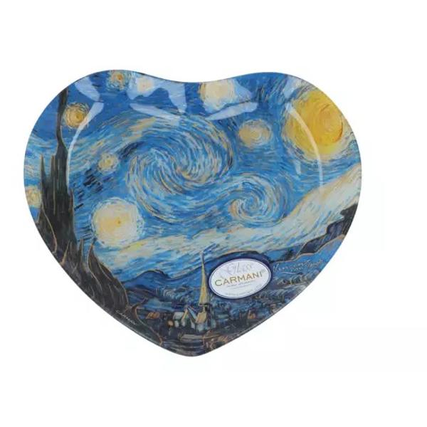 Un platou elegant cu un motiv inspirat din operele lui Van Gogh Calitatea sa înalt&259; îi permite s&259; fie tratat atat ca un obiect de decor dar &537;i pentru utilizare zilnicaDimensiune 245x23 cmGreutate net&259;037 kg