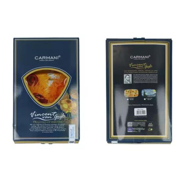 Un platou elegant cu un motiv inspirat din operele lui Van Gogh Calitatea sa înalt&259; îi permite s&259; fie tratat atat ca un obiect de decor dar &537;i pentru utilizare zilnicaDimensiune30x22cmGreutate net&259;12 kg 