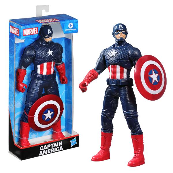 Cu figurinele de actiune Marvel de 24 cm de la Hasbro copiii isi pot imagina actiunea si aventurile Universului Marvel ca super-eroul lor preferat Dispunand de un design clasic si mai multe puncte de articulatie pentru distractie deplina copiii se pot preface ca au propriile lor aventuri Marvel captivante si pline de actiune Acest pachet contine personajul Captain America