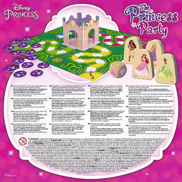The Princess Party este un joc de societate pentru cei mai tineri care vor incanta orice mic fan al printeselor Disney Adu printesele la castel la timp pentru petrecere Jocul cooperativ invata cooperarea pentru atingerea unui scop comun dezvolta gandirea logica si abilitatile de planificare Jocul este destinat copiilor peste 3 ani Elemente mari din lemn in forma de zaruri si figurine piese care se potrivesc perfect in mainile mici Jocul este un cadou perfect pentru un copil mic de ziua 