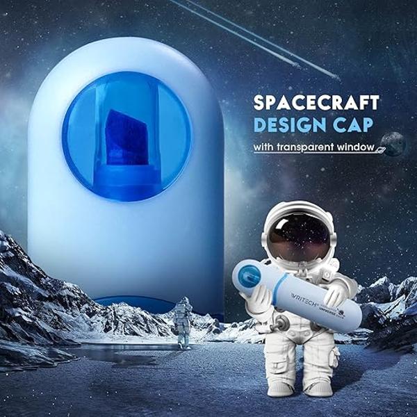 - capac textmarker in tematica de astronaut cu fereastra care permite vizualizarea varfului si a culorii textmarkerului- cerneala pastelata pentru un efect garantat trendy de evidentiere- varf tesit de 1-55mm pentru o subliniere subtire sau evidentierea textului- uscare rapida non toxica fara scurgeri si sigur pentru a fi folosit- poate fi utilizat atat pe hartie obisnuita cat si pe cea de fax sau copiator