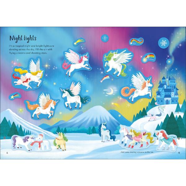 Join the unicorns and their fairy friends as they splash through waterfalls explore crystal caves and play in the enchanted forest Add sparkly stickers to bring the fantastical scenes to life&nbsp;