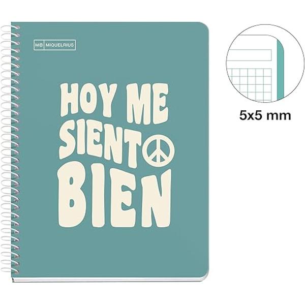 Caiet A5 matematica 100 file hartie 90 g Miquelrius Messages Turquoise MR MR42220
