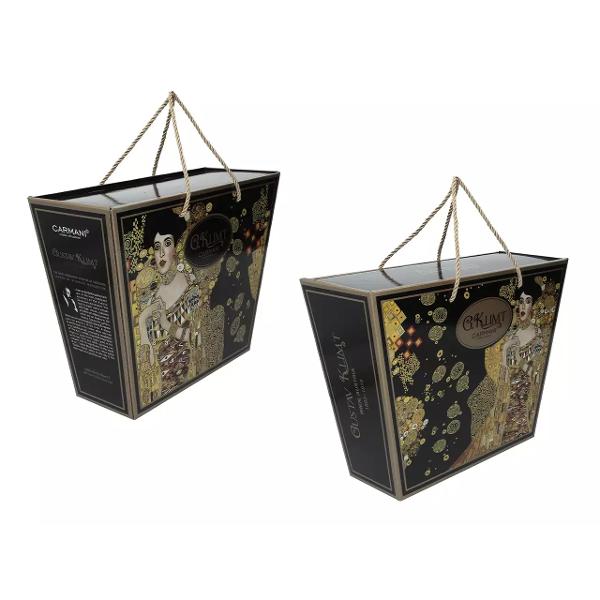 Setul cu ceasc&259; de 230 ml &537;i can&259; de 400 ml din por&539;elan inspirat de celebra lucrare a lui Gustav Klimt – Adele Bloch-Bauer este un cadou rafinat &537;i elegant pentru iubitorii de art&259; Decorat cu detalii 