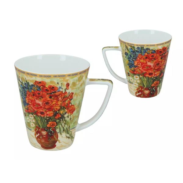 Setul cu ceasc&259; de 230 ml &537;i can&259; de 400 ml din por&539;elan inspirat de celebra lucrare a lui Vincent van Gogh – Maci ro&537;ii &537;i Margarete este o alegere perfect&259; pentru iubitorii de art&259; 
