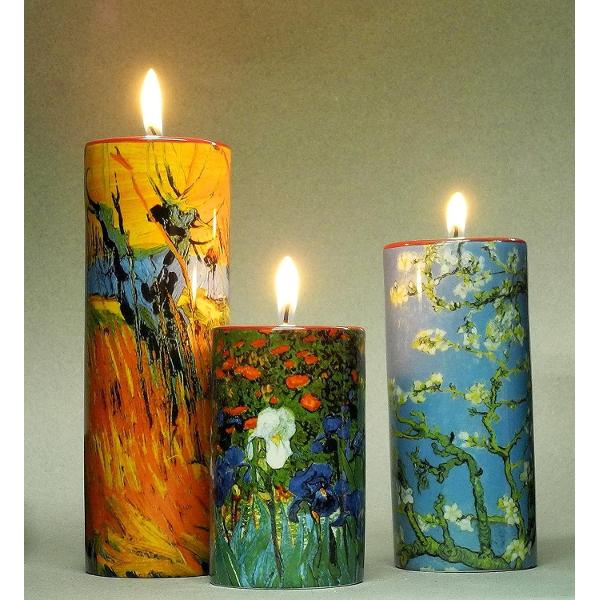 Set cu 3 suporturi pentru lumanare Van Gogh Salcii Iris Flori de migdal  14 5-11-8cm TS01GO