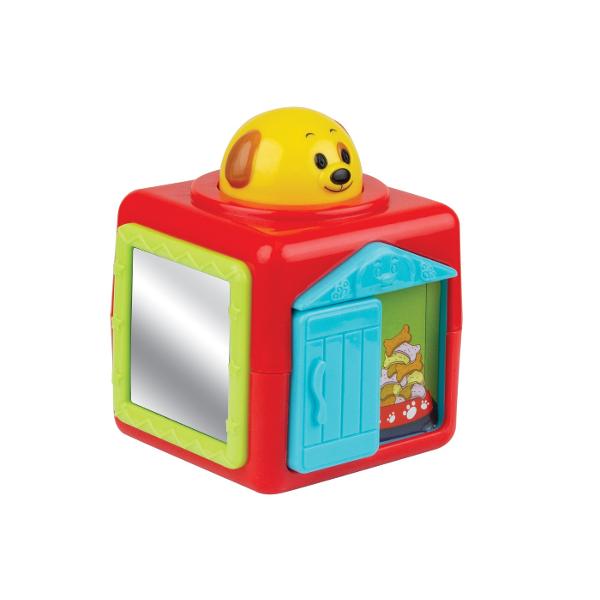 Cuburile cu activitati sunt o modalitate distractiva si educativa pentru bebelusi sa exploreze si sa invete Fiecare cub este conceput pentru a oferi o experienta interactiva captivanta care sa stimuleze simturile si sa incurajeze dezvoltarea motorie si cognitiva a micutilor Fiecare cub are un design atragator cu animale jucause culori vibrante si include si elemente interactive precum o fereastra glisanta o oglinda si un buton care incurajeaza descoperirea si jocul creativ Fluturele si 