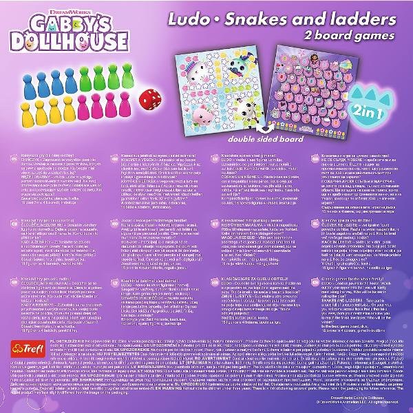 DreamWorks Gabby&39s House 2in1 Ludo si Serpisori &amp Scari Distractie dubla in lumea magica a lui Gabby Intra in universul fermecat al lui Gabby si al prietenilor ei cu acest joc de societate 2in1 care imbina doua dintre cele mai indragite jocuri clasice Ludo si Serpisori si Scari Cu un design vesel si plin de culoare inspirat din seria animata Gabby&rsquos Dollhouse de la DreamWorks acest joc este perfect pentru cei mici si pentru intreaga familie 2 jocuri clasice intr-unul 