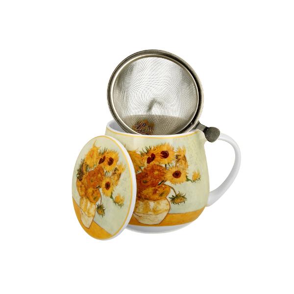 Can&259; cu infuzor &537;i capac&nbsp;FLOAREA-SOARELUI inspirat&259; de V van Gogh&nbsp;parte a seriei&nbsp;Art Gallery&nbsp; realizat&259; din por&539;elan de calitate superioara caracterizat&259; printr-o culoare alb-crem elegant&259; &537;i natural&259; cu o str&259;lucire delicat&259; precum &537;i o durabilitate excep&539;ional&259;Perfect pentru prepararea infuziilor &537;i a ceaiului aromat preferatCana 